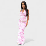 Rochie roz cu imprimeu floral Zoe — imagine 1