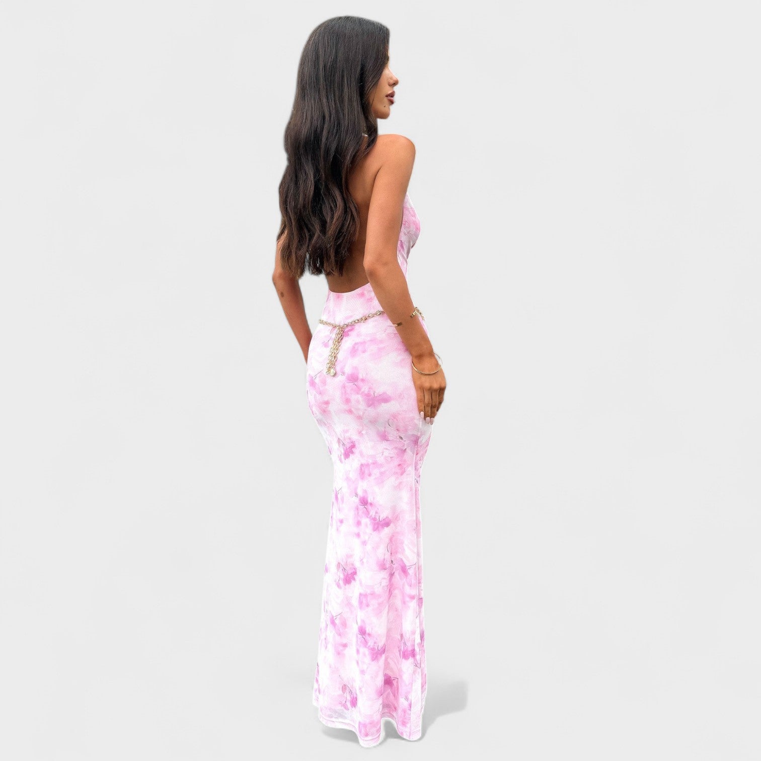 Rochie roz cu imprimeu floral Zoe — imagine 4