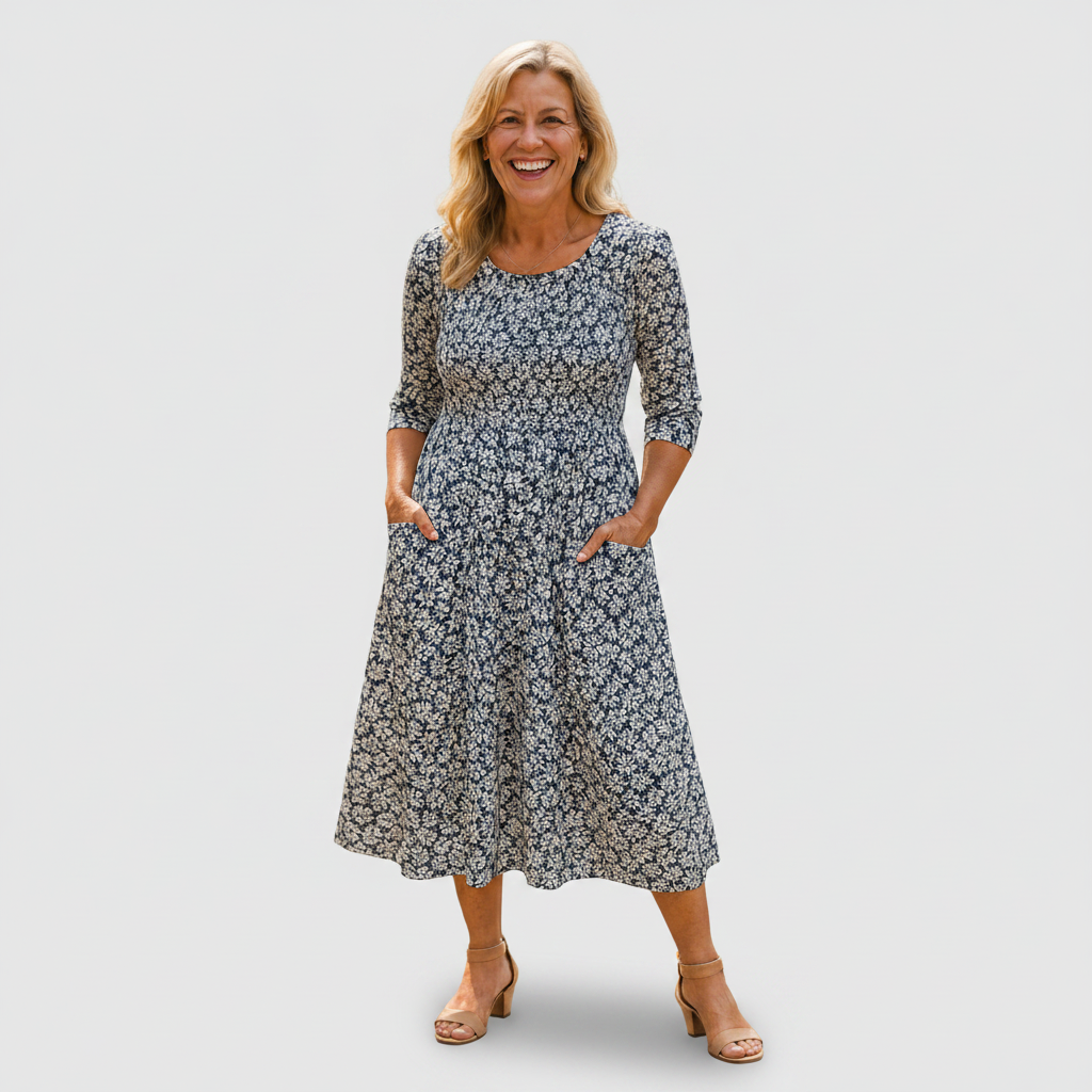 Rochie midi bleumarin Zoe — imagine 1