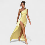 Rochie asimetrică din satin Zoey — imagine 5