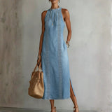 Rochie retro din dantelă din denim Zoey — imagine 1