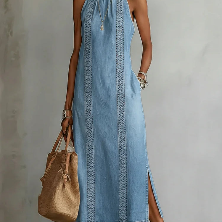 Rochie retro din dantelă din denim Zoey — imagine 2