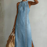 Rochie retro din dantelă din denim Zoey — imagine 4