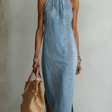 Rochie retro din dantelă din denim Zoey — imagine 5