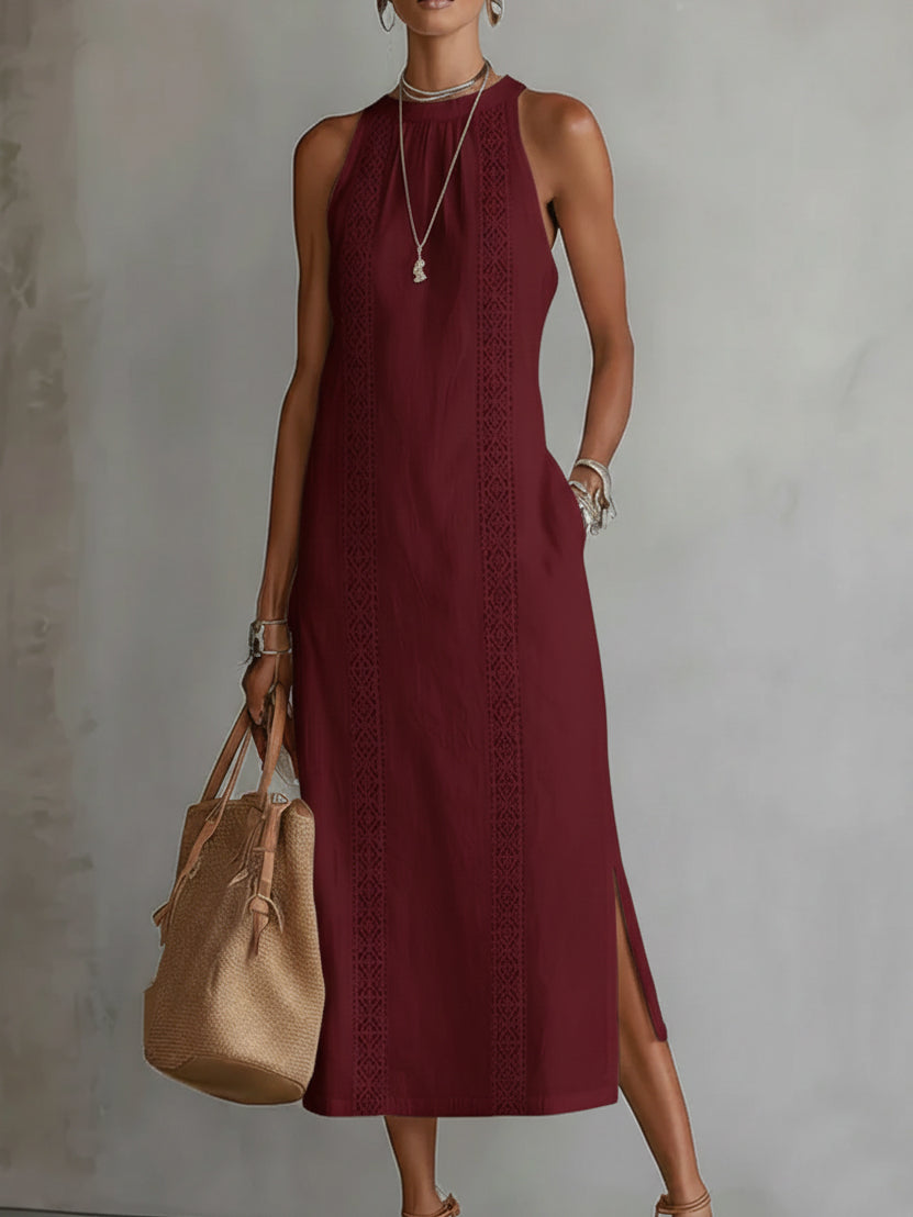 Rochie midi fără mâneci Zoey cu detalii din dantelă — imagine 1